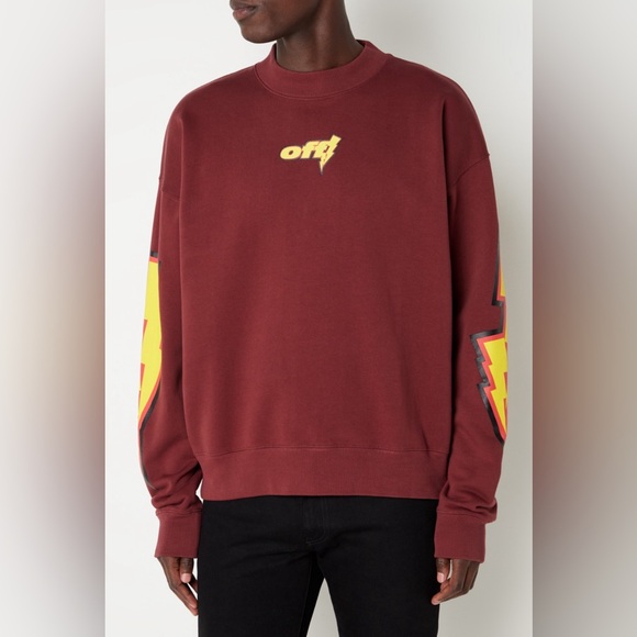 Off-White Thunder Cotton Sweater with front and back print size XS (unisex) - Picture 2 of 14